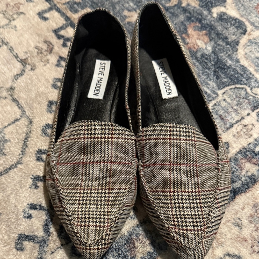 Steve Madden Women's Plaid Loafers - Black, Gray, and Red
